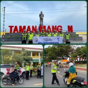 Sat Lantas Polres Kepulauan Sula Bagikan Takjil dan Edukasi Keselamatan di Taman Mangon