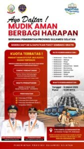 Pemprov Sulsel Buka Pendaftaran Mudik Gratis “Mudik Aman Berbagi Harapan”