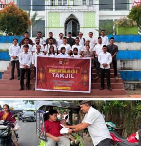 Sat Reskrim Polres Halmahera Barat Bagikan 100 Paket Takjil di Depan Masjid Sigi Lamo Jailolo